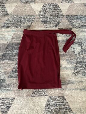 Express Wine Wrap Pencil Skirt